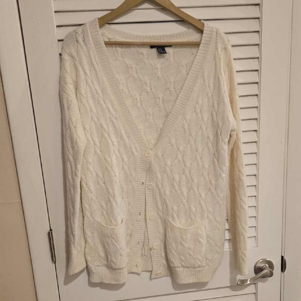 NWOT Forever 21 Cream Cable Knit Cardigan